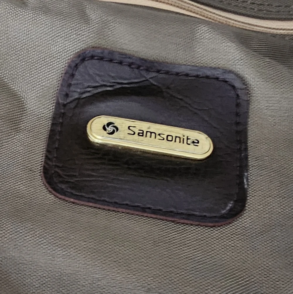 Vintage Samsonite Canvas Shoulder Bag Travel Beige Green 70s
